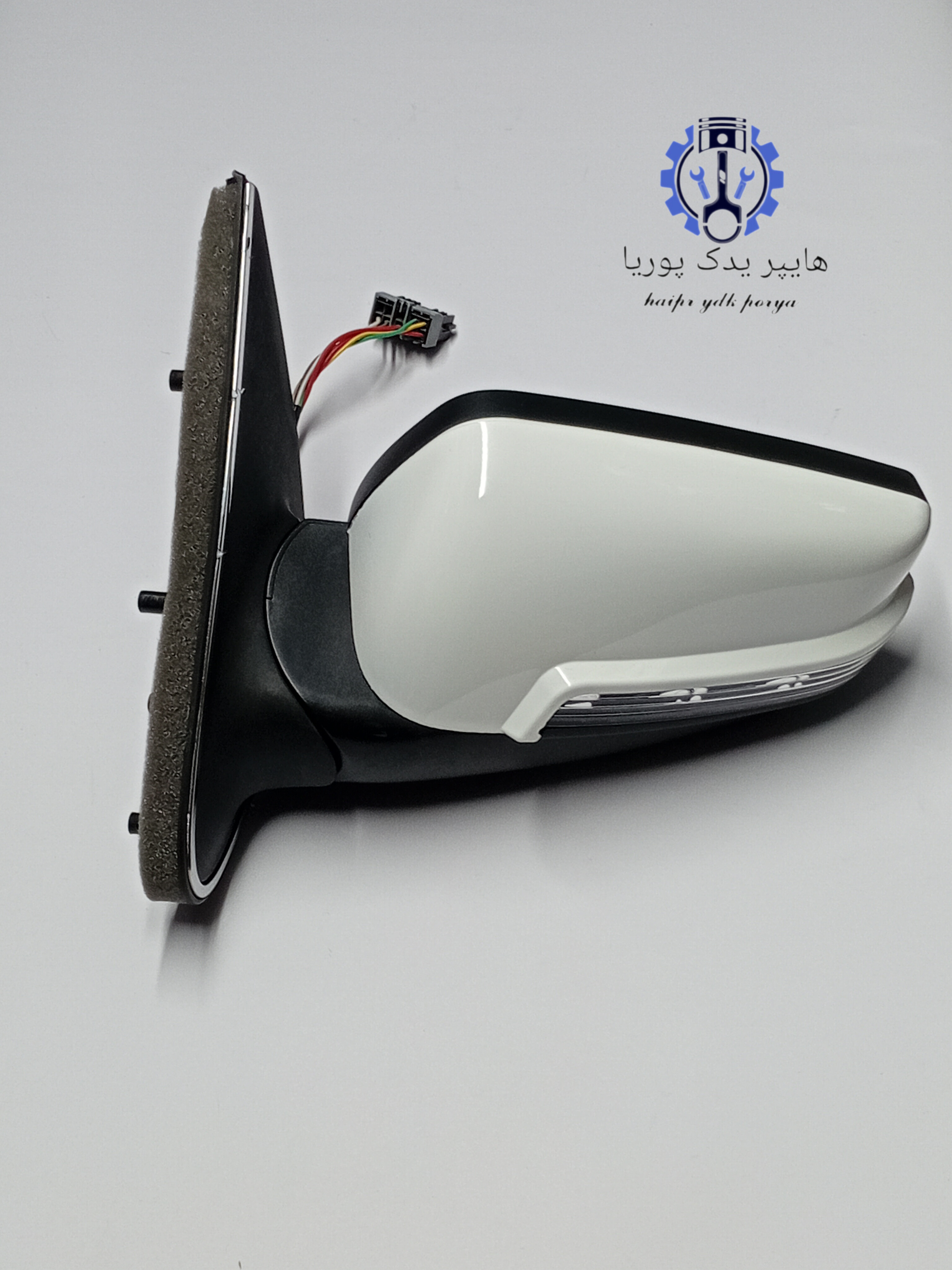 آینه بغل برقی کامل 7 سوکت پژو پارس چپ راننده سفید اصل شرکتی